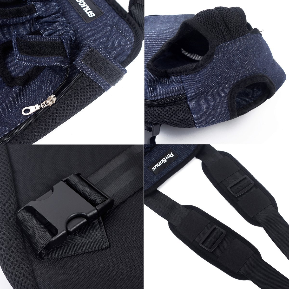 Denim Front Kangaroo Pouch Dog Carrier(Blue) petbonus